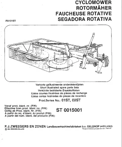 PZ Zweegers Greenland CM 184 Mower Conditioner 1991 Parts Manual Catalog PDF Download