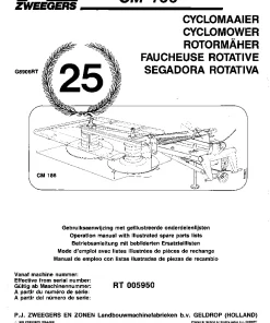 PZ Zweegers Greenland CM 186 CycloMower G8906RT Operation Maintenance and Parts Manual PDF download