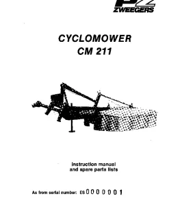PZ Zweegers Greenland CM 211 Cyclomower 1982 Operation Maintenance and Parts Manual PDF download