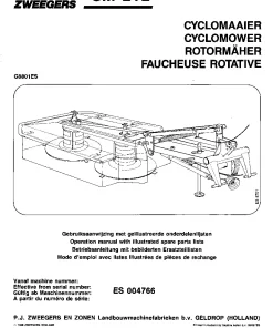 PZ Zweegers Greenland CM 212 Cyclomower 1988 Operation Maintenance and Parts Manual PDF download
