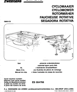 PZ Zweegers Greenland CM 212 Cyclomower 1989 Operation Maintenance and Parts Manual PDF download