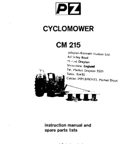 PZ Zweegers Greenland CM 215 Cyclomower 1979 Operation Maintenance and Parts Manual PDF download