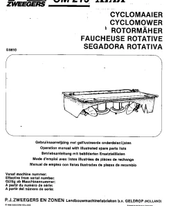 PZ Zweegers Greenland CM 215 Cyclomower 1986- G8610GA Operation Maintenance and Parts Manual PDF download