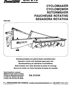 PZ Zweegers Greenland CM 215 Cyclomower 1986 Operation Maintenance and Parts Manual PDF download