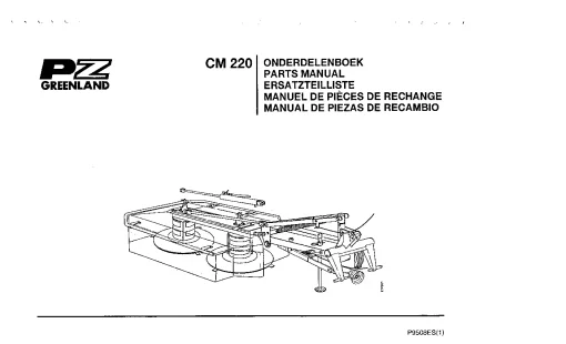 PZ Zweegers Greenland CM 220 Mower Conditioner 1995 Parts Manual Catalog PDF Download