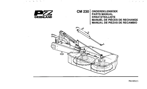 PZ Zweegers Greenland CM 230 Mower Conditioner 1996-1997 Parts Manual Catalog PDF Download