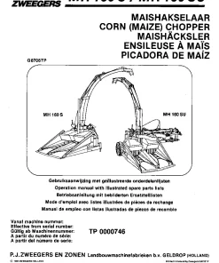 PZ Zweegers Greenland MH 160S 160SU Maize choppers 1987 Operation Maintenance and Parts Manual PDF download