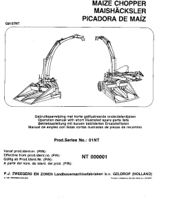 PZ Zweegers Greenland MH 180S (U) Maize choppers 1991 Operation Maintenance and Parts Manual PDF download