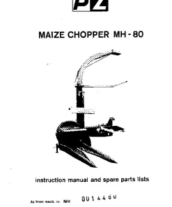 PZ Zweegers Greenland MH 80 Maize choppers-MH0014460 Operation Maintenance and Parts Manual PDF download