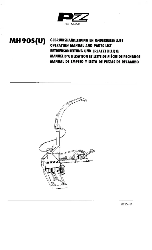 PZ Zweegers Greenland MH 90S (U) Maize choppers 1993 Operation Maintenance and Parts Manual PDF download