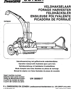PZ Zweegers Greenland SCYLLA Maize choppers 1988- G8708UH Operation Maintenance and Parts Manual PDF download