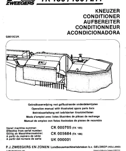 PZ Zweegers Greenland TK 185 186 211 Conditioners Rear mounted 1986 Operation Maintenance and Parts Manual PDF download