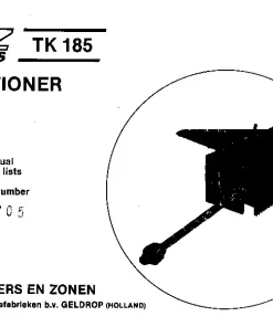 PZ Zweegers Greenland TK 185 Conditioners Rear mounted 1982 Operation Maintenance and Parts Manual PDF download