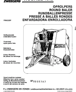 PZ Zweegers ROBALL 1512 Round Balers 1986 Parts Manual Catalog PDF Download
