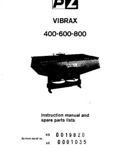 PZ Zweegers Vibrax X400-600-800 Spreaders Rear mounted 1982_KS0019820 Operation Maintenance and Parts Manual PDF download