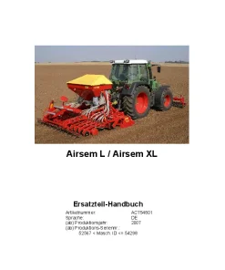 RAU Airsem L Airsem XL Pneumatic Seed drills 2007 Parts Manual Catalog PDF Download