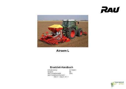 RAU Airsem L Pneumatic Seed drills 2004 Parts Manual Catalog PDF Download