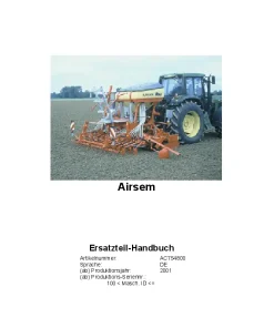 RAU Airsem Pneumatic Seed drills 2001 Parts Manual Catalog PDF Download