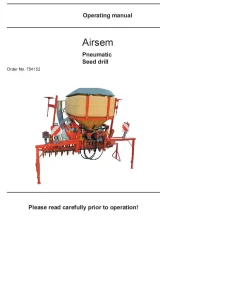 RAU Airsem Pneumatic Seed drills Operation Maintenance Manual PDF download
