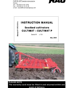 RAU CULTIMAT- P Cultivators seedbed 2006 Parts Manual Catalog PDF Download