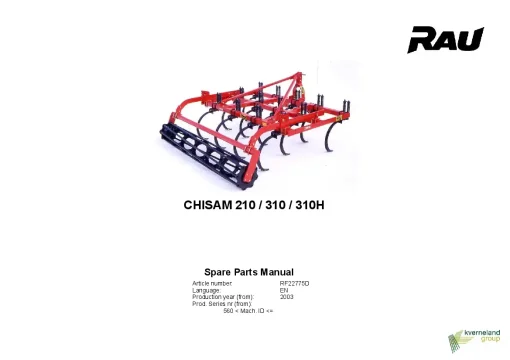 RAU Chisam 210 310 (H) Cultivators stubble 2003 Parts Manual Catalog PDF Download