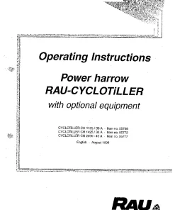 RAU Cyclotiller CH1125-30A CH1425-30A CH2030-45A Power harrow Operation Maintenance Manual PDF download
