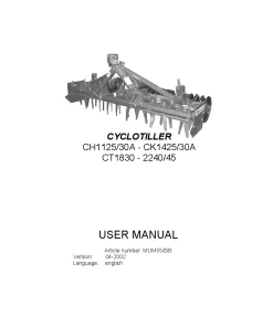 RAU Cyclotiller CH1125-30A CK1425-30A CT1830 -2240-45 Power harrows 2002 Operation Maintenance Manual PDF download
