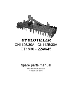 RAU Cyclotiller CH1125-30A CK1425-30A CT1830 -2240-45 Power harrows 2004 Parts Manual Catalog PDF Download