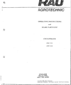 RAU Cyclotiller CH1225 CH1230 Power Harrows 1996 Operation Maintenance and Parts Manual PDF download