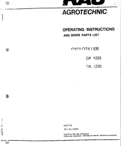 RAU Cyclotiller CK1225 CK1230 Power Harrows 2002 Parts Manual Catalog PDF Download