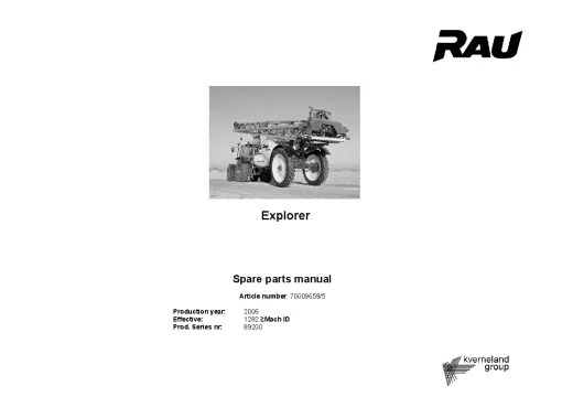 RAU Explorer Sprayers Trailed 2006 Parts Manual Catalog PDF Download