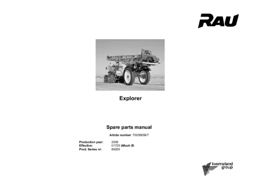 RAU Explorer Sprayers Trailed 2008 Parts Manual Catalog PDF Download