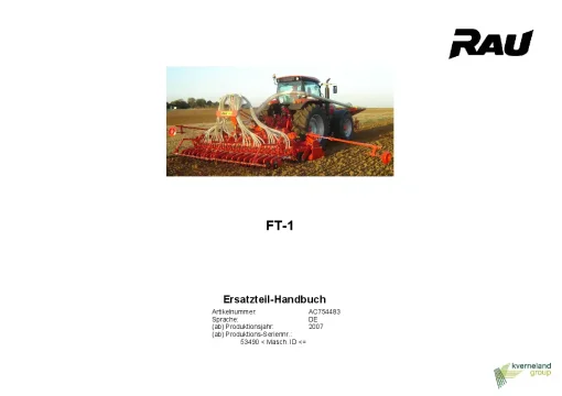 RAU FT-1 Seed drills Cultivator mounted 2007 Parts Manual Catalog PDF Download