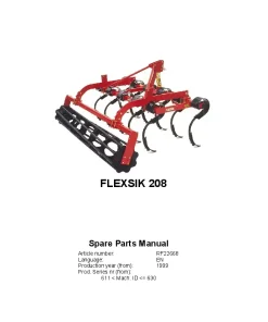 RAU Flexsik 208 Cultivators stubble 1999 Parts Manual Catalog PDF Download