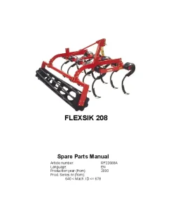 RAU Flexsik 208 Cultivators stubble 2000 Parts Manual Catalog PDF Download
