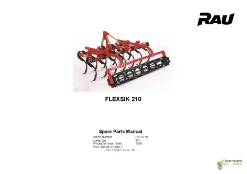 RAU Flexsik 210 Cultivators stubble 1999 Parts Manual Catalog PDF Download
