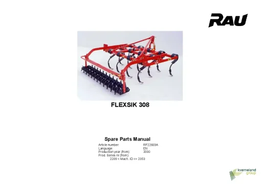 RAU Flexsik 308 Cultivators stubble 2000 Parts Manual Catalog PDF Download