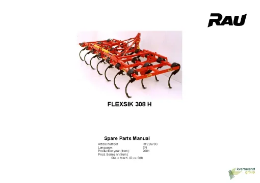 RAU Flexsik 308 H Cultivators stubble 2001 Parts Manual Catalog PDF Download