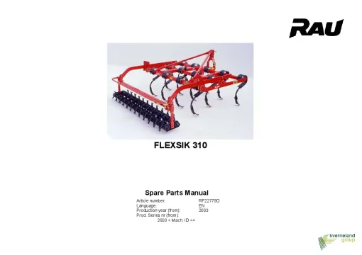 RAU Flexsik 310 Cultivators stubble 2003 Parts Manual Catalog PDF Download