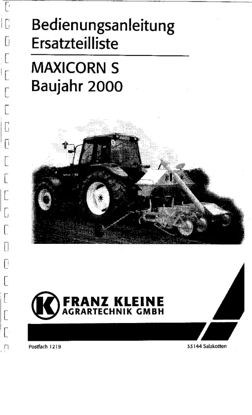 RAU Kleine Maxicorn S 2000 Old Model Parts Manual Catalog PDF Download