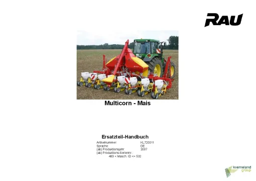 RAU Kleine Multicorn-Maize Precision drills Pneumatic 2007 Parts Manual Catalog PDF Download