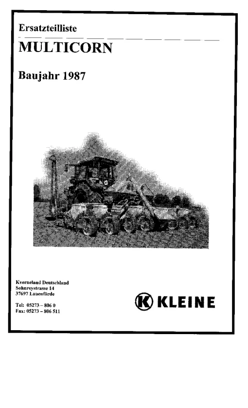 RAU Kleine Multicorn Precision drills Pneumatic 1987 Parts Manual Catalog PDF Download