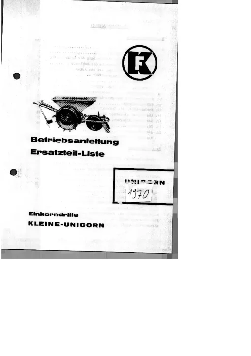 RAU Kleine Unicorn Precision drills Mechanical 1970 Parts Manual Catalog PDF Download