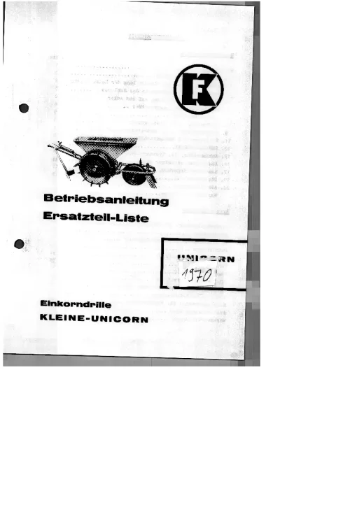 RAU Kleine Unicorn Precision drills Mechanical 1975 Parts Manual Catalog PDF Download