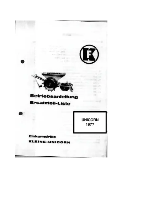 RAU Kleine Unicorn Precision drills Mechanical 1977 Parts Manual Catalog PDF Download