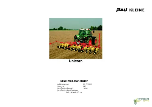 RAU Kleine Unicorn Precision drills Mechanical 2006 Series 640-666 Parts Manual Catalog PDF Download