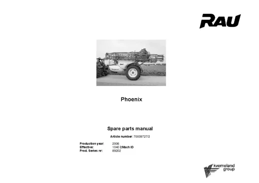 RAU Phoenix Sprayers Trailed 2006 Parts Manual Catalog PDF Download