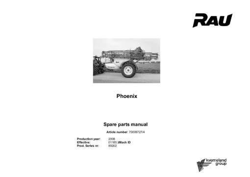 RAU Phoenix Sprayers Trailed 2008 Parts Manual Catalog PDF Download
