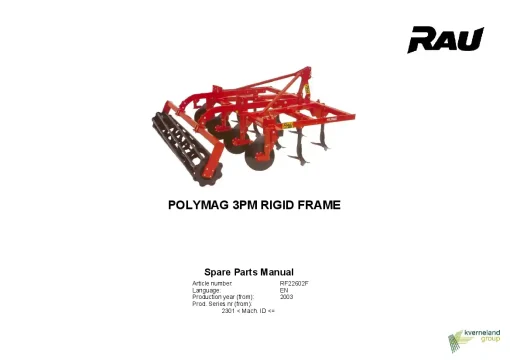 RAU Polymag 3PM Rigid Frame Cultivators stubble 2003 Parts Manual Catalog PDF Download