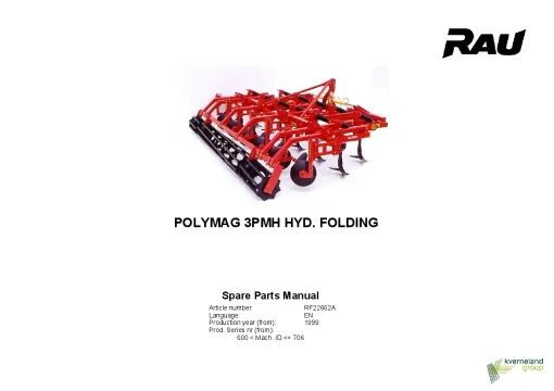 RAU Polymag 3PMH HYD.Folding Cultivators stubble 1999 Parts Manual Catalog PDF Download